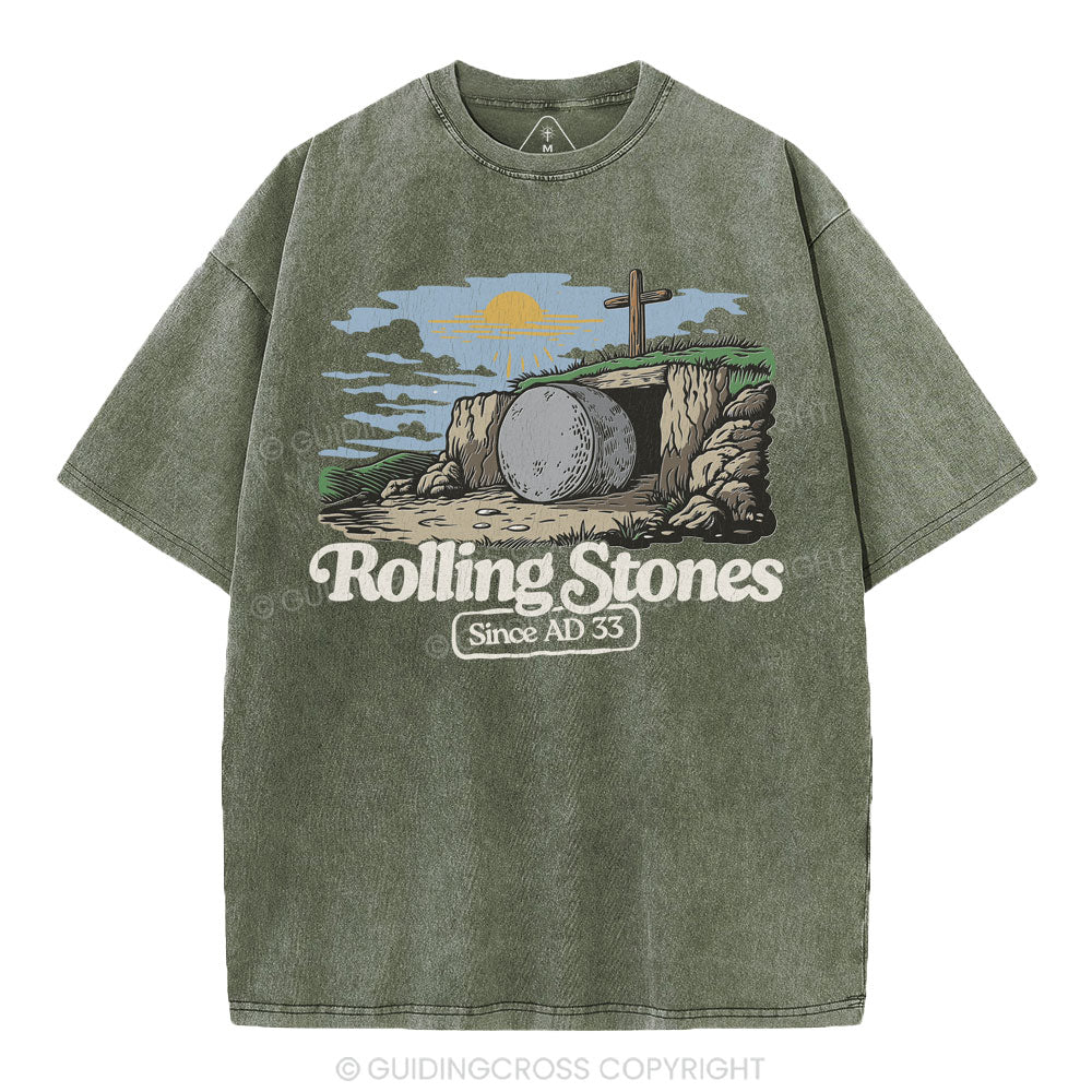 The Stone Was Rolled Away Sine AD 33 Christian Washed T-Shirt