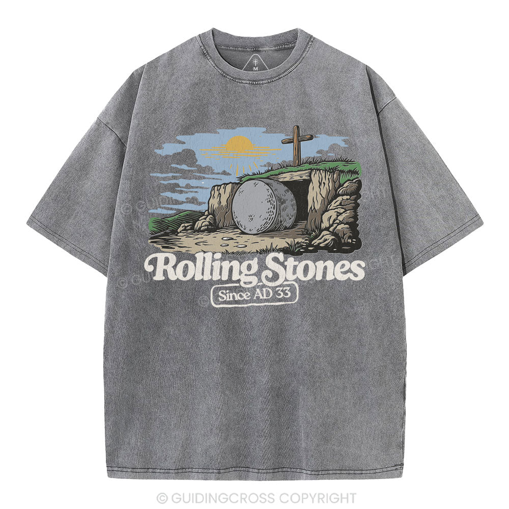 The Stone Was Rolled Away Sine AD 33 Christian Washed T-Shirt
