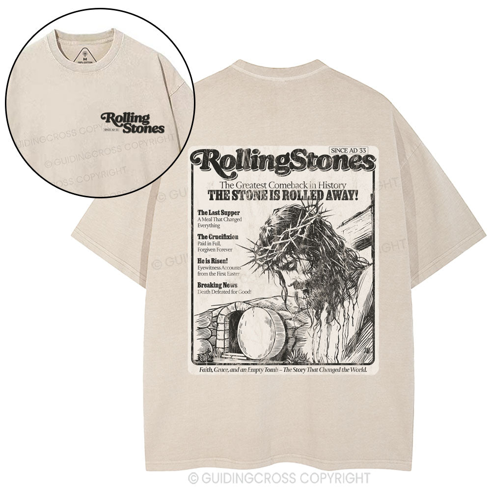 The Stone Was Rolled Away Resurrection Christian Washed T-Shirt