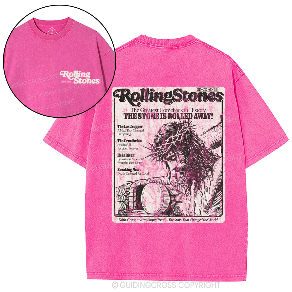 The Stone Was Rolled Away Resurrection Christian Washed T-Shirt