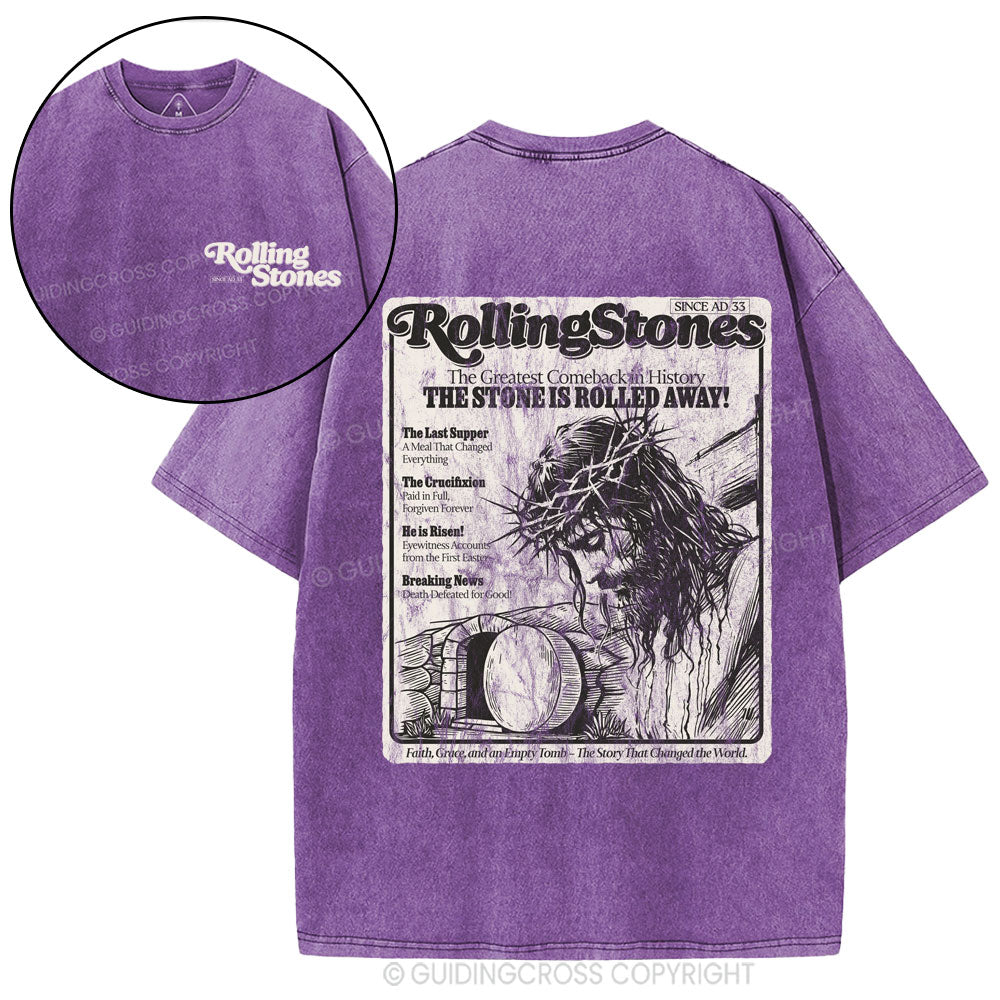 The Stone Was Rolled Away Resurrection Christian Washed T-Shirt