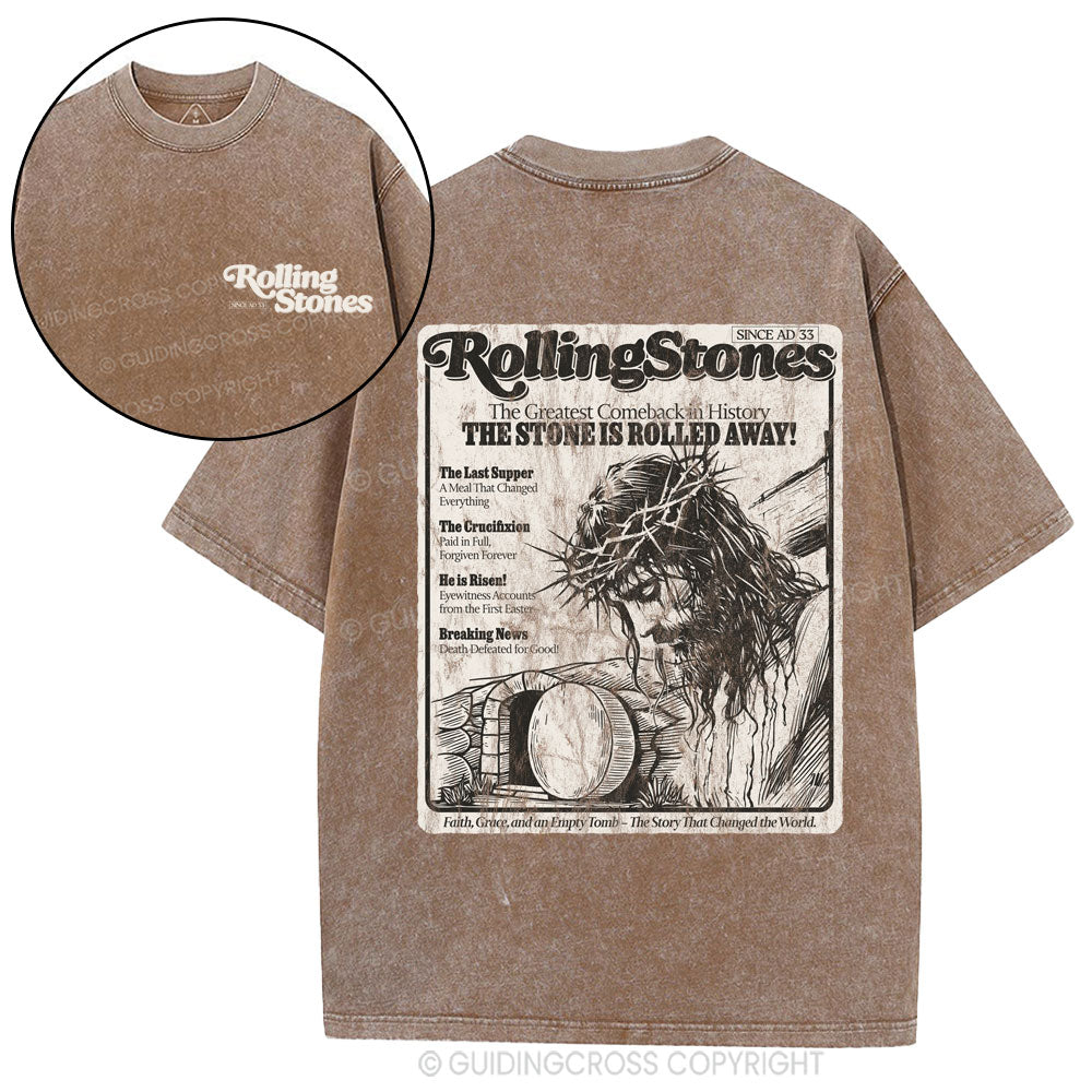 The Stone Was Rolled Away Resurrection Christian Washed T-Shirt