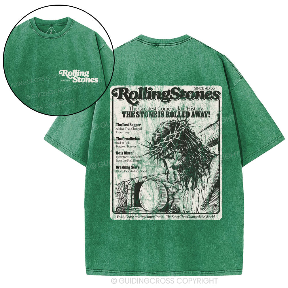 The Stone Was Rolled Away Resurrection Christian Washed T-Shirt