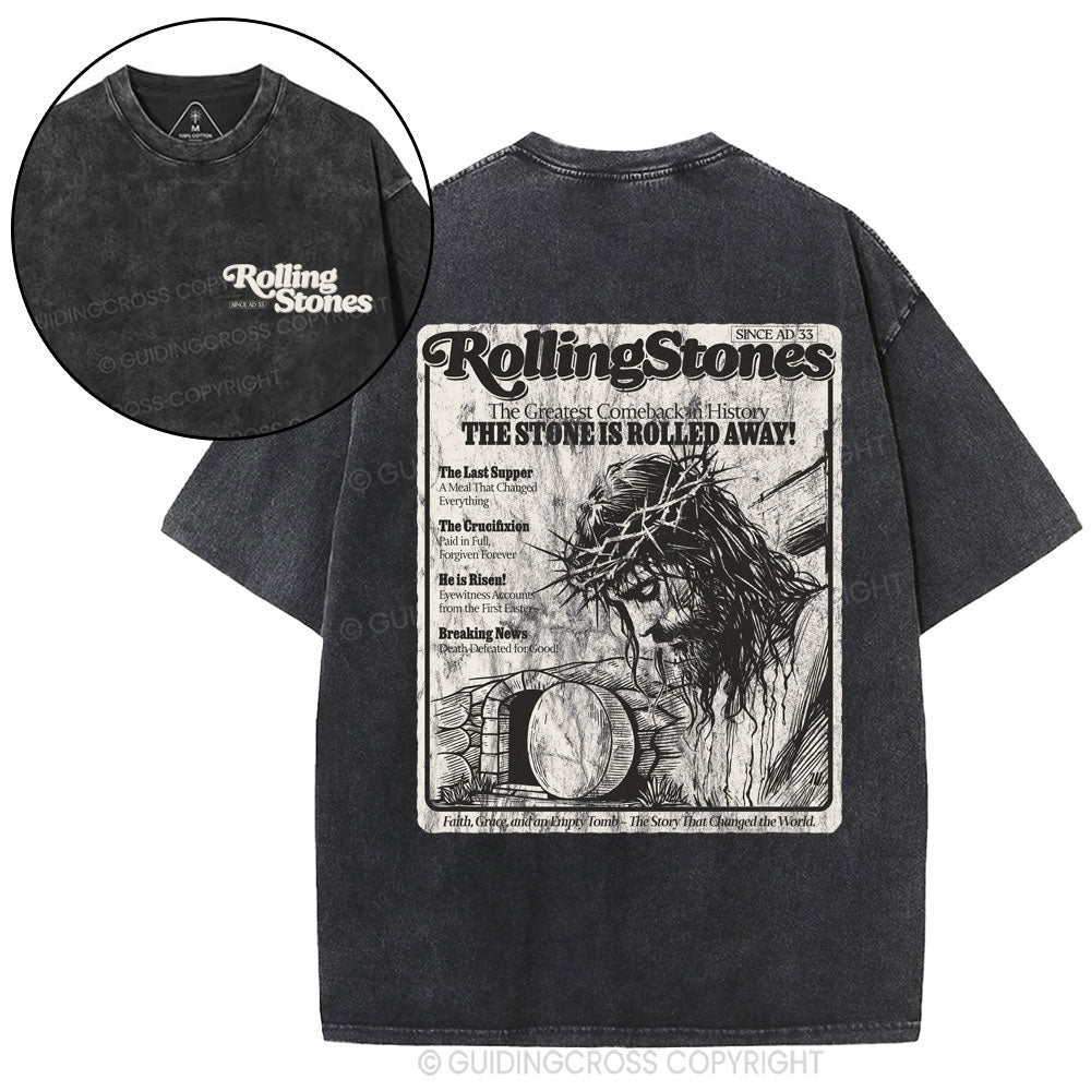 The Stone Was Rolled Away Resurrection Christian Washed T-Shirt
