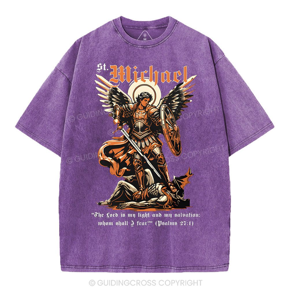 Saint Michael Archangel Christian Washed T-Shirt