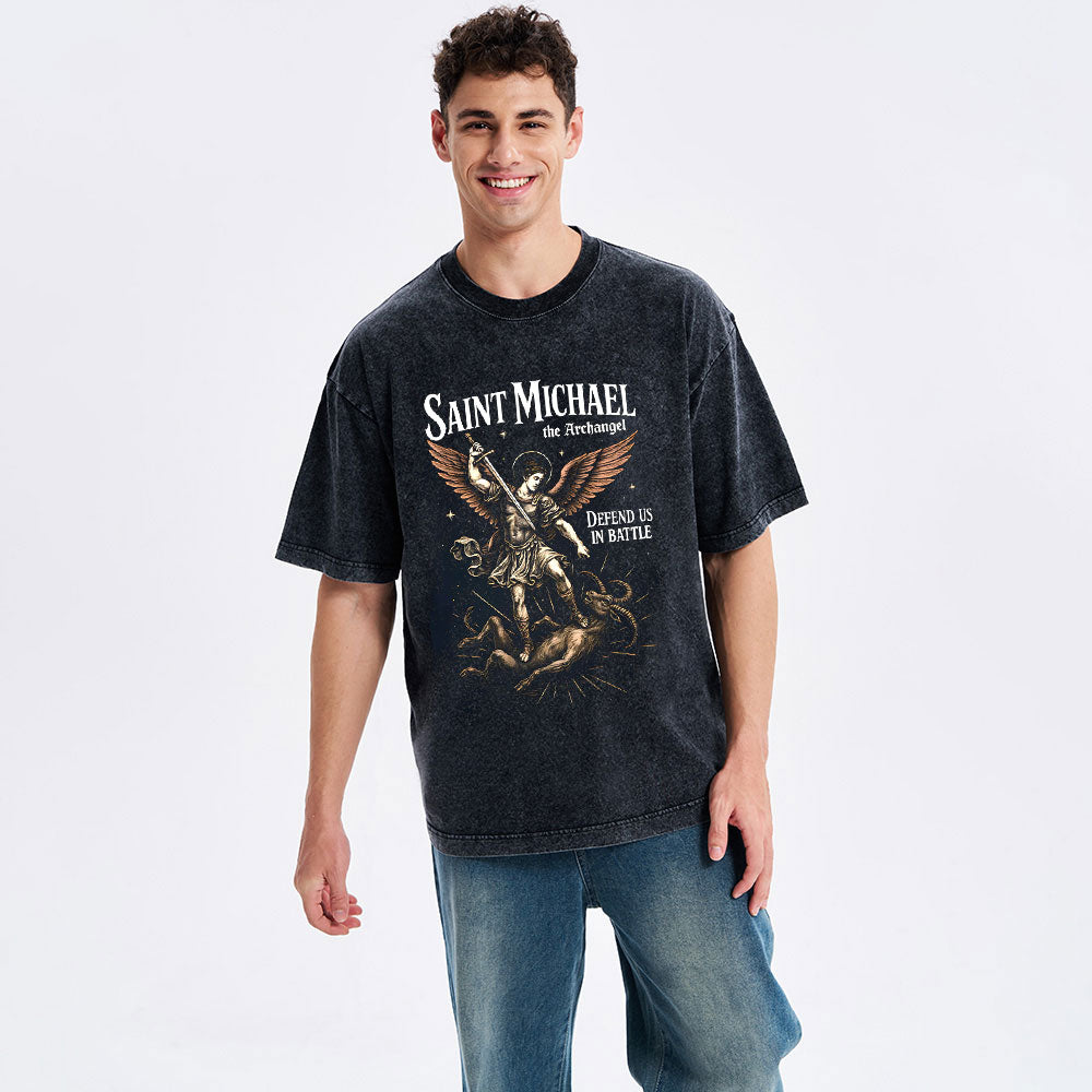 Saint Michael Christian Washed T-Shirt