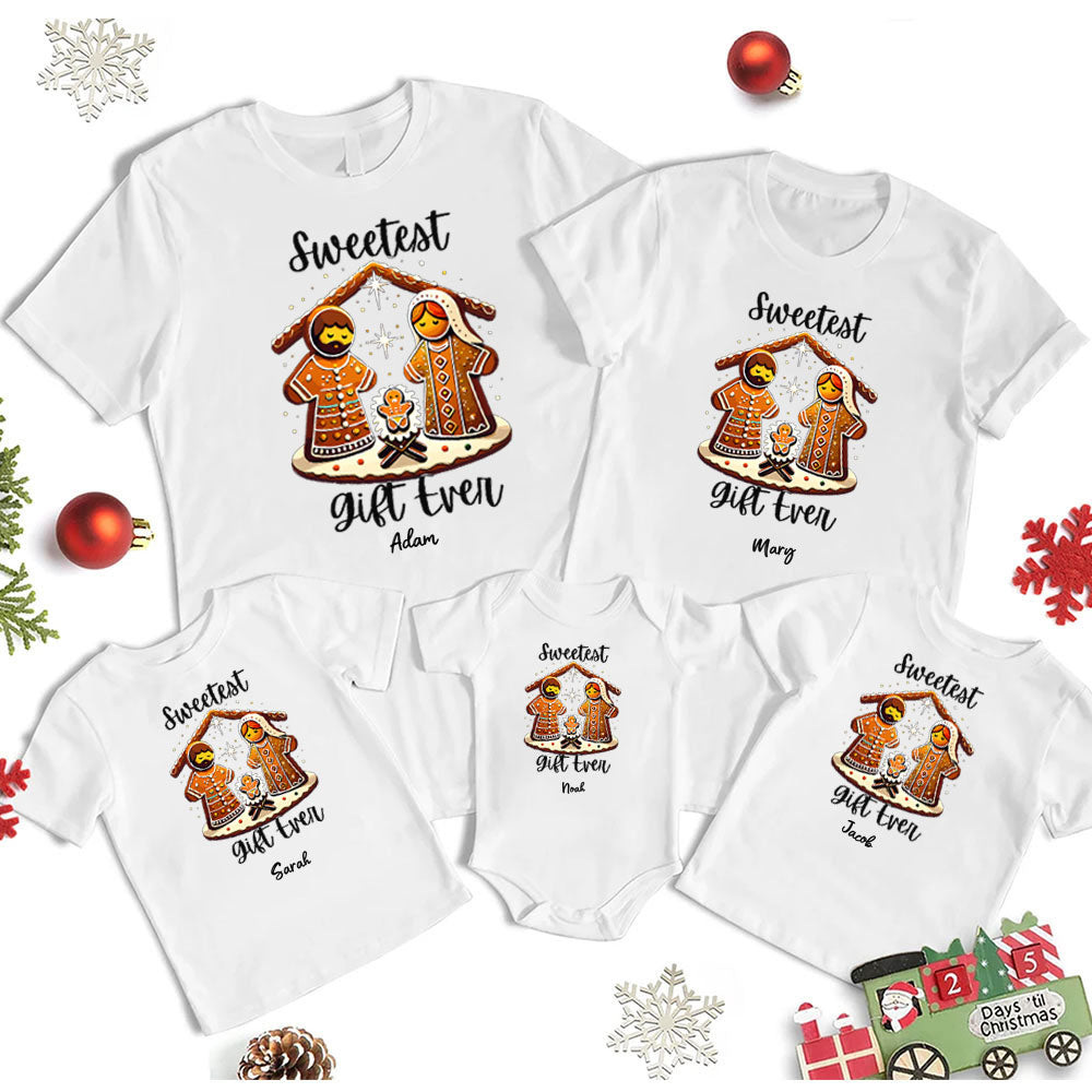 Personalized Sweet Gift Ever Christmas Family Matching Shirts