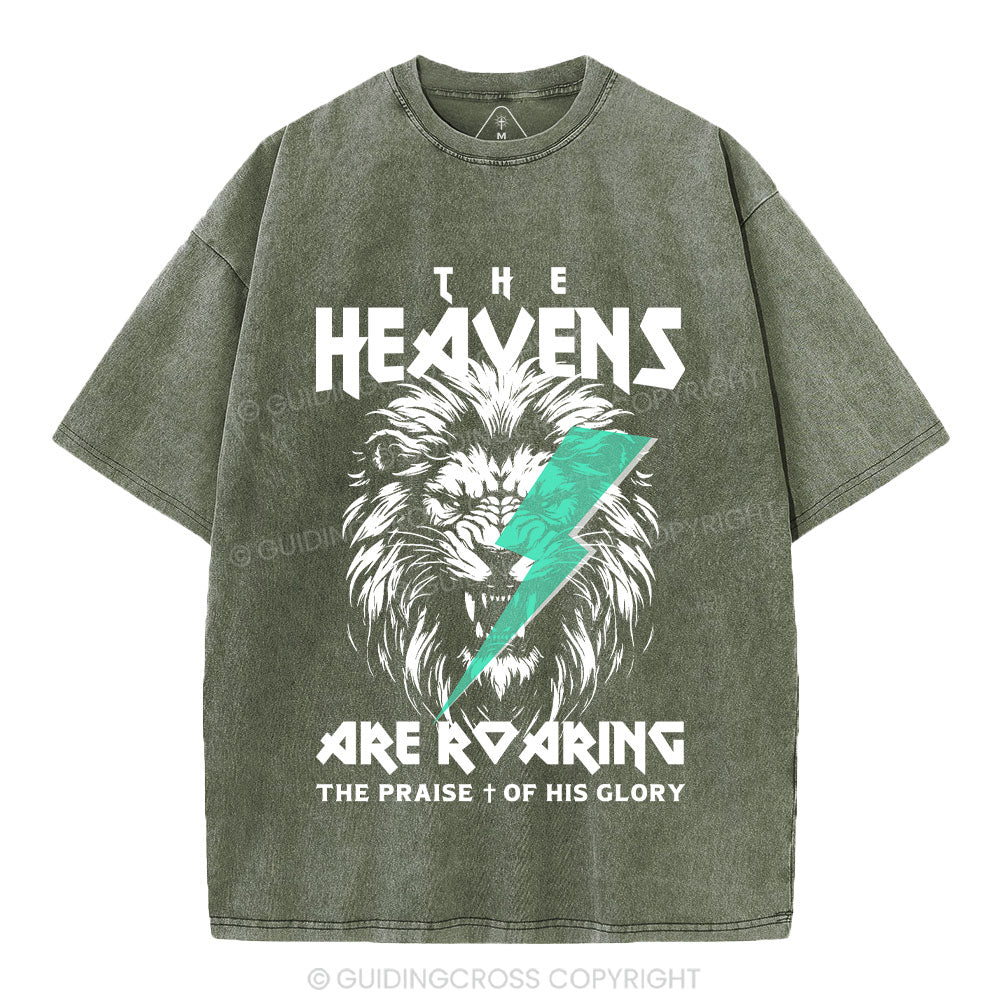 The Heavens Are Roaring Lion Christian Washed T-Shirt