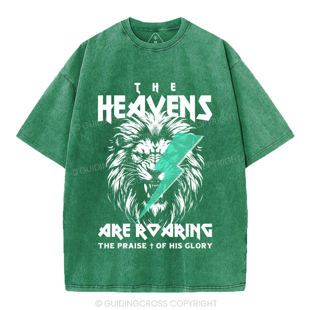 The Heavens Are Roaring Lion Christian Washed T-Shirt