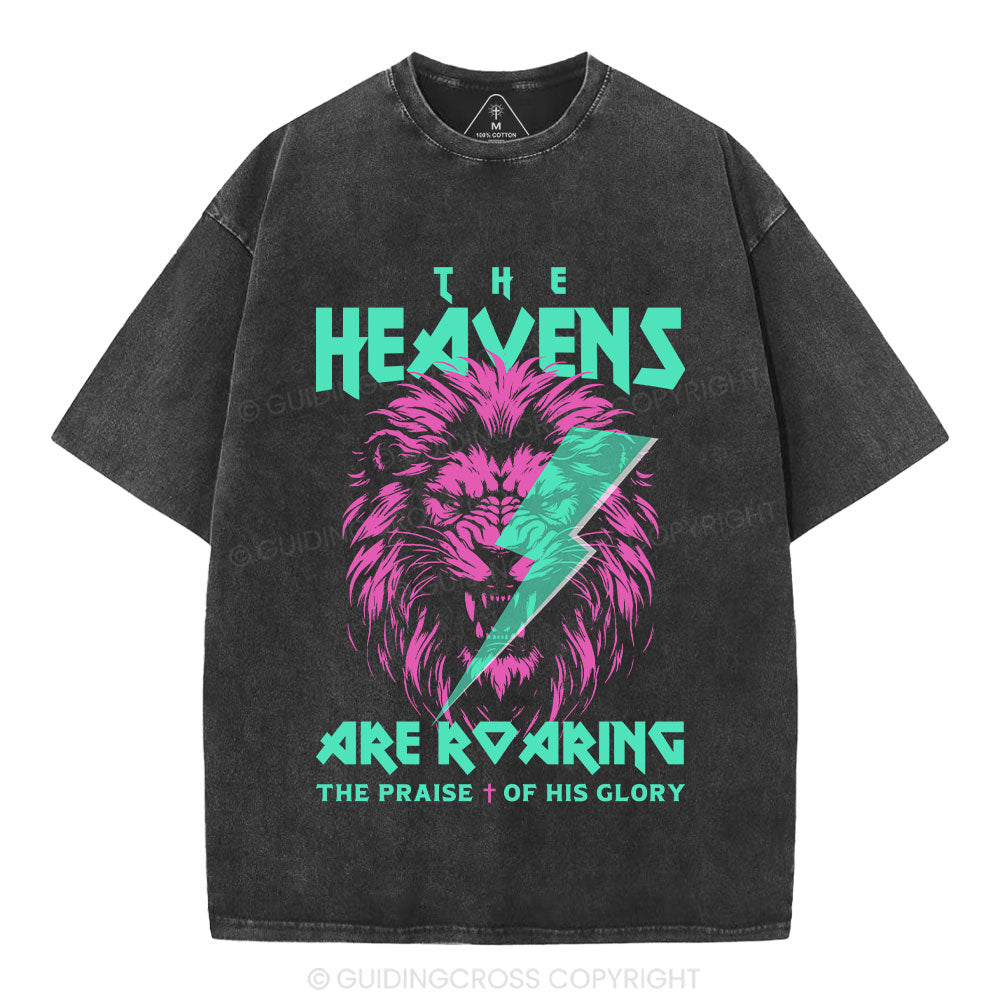 The Heavens Are Roaring Lion Christian Washed T-Shirt