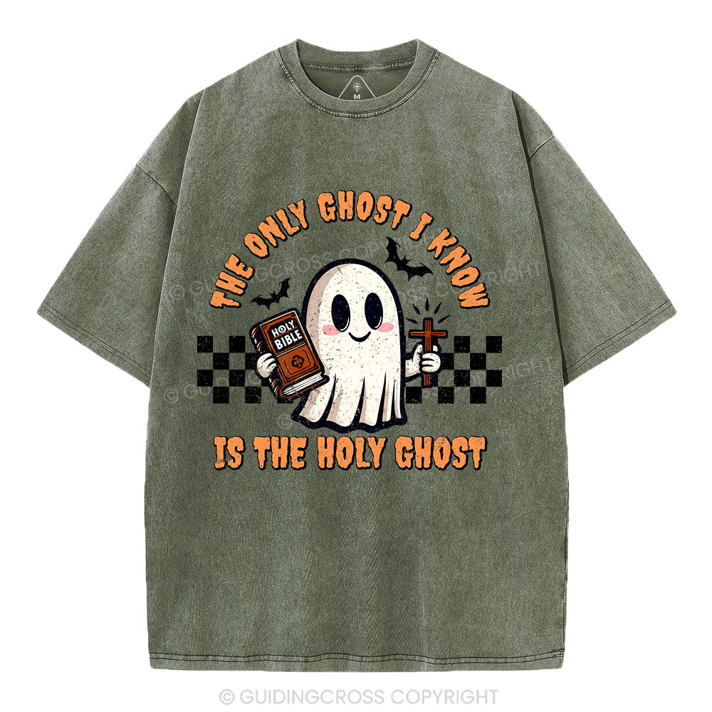 The Only Ghost I Know Is The Holy Ghost Christian Washed T-Shirt