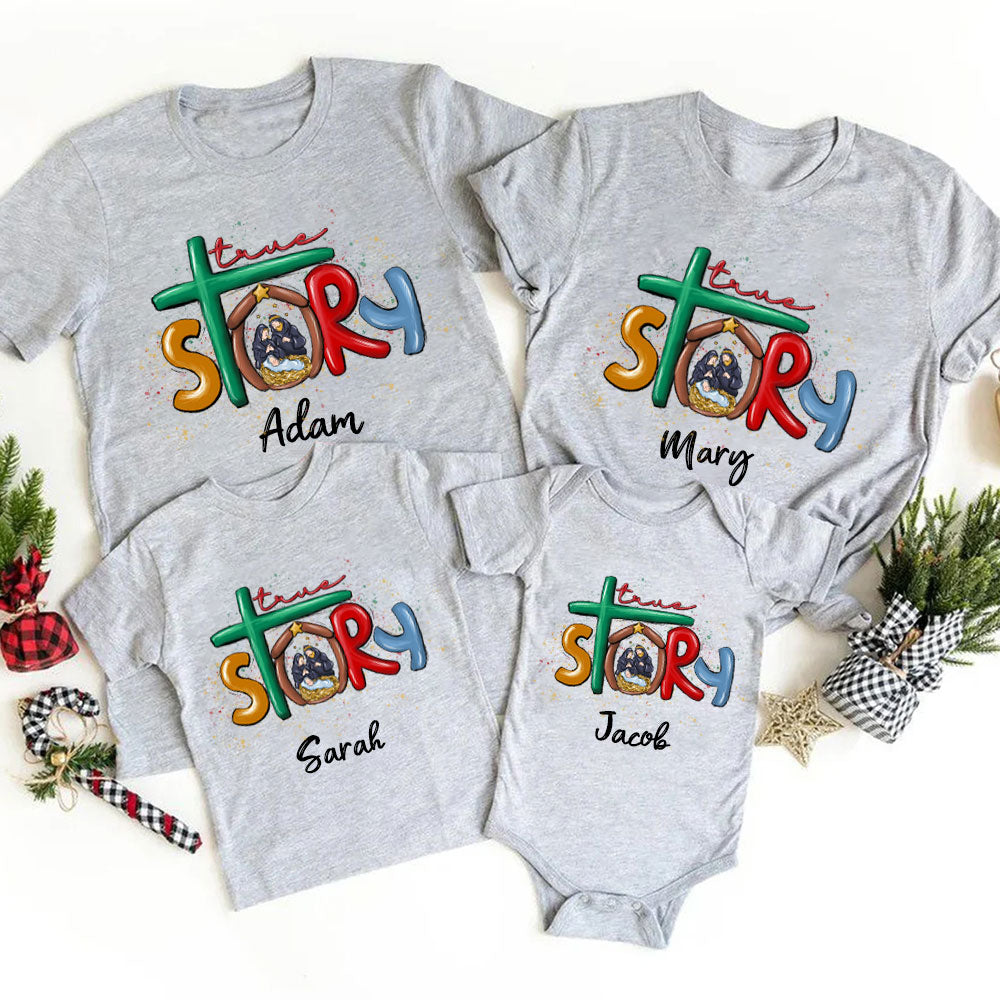 True Story Christian Christmas Family Matching Shirts