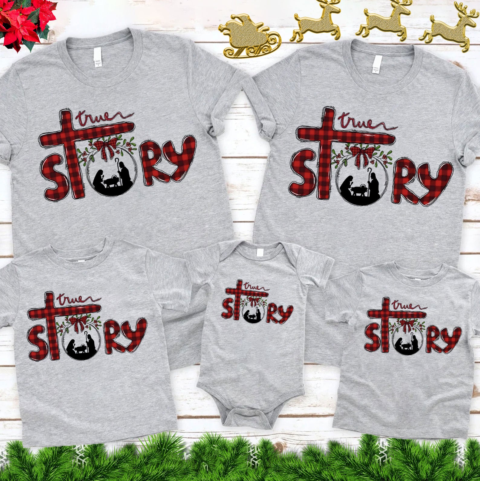 True Story Plaid Christian Christmas Family Matching Shirts