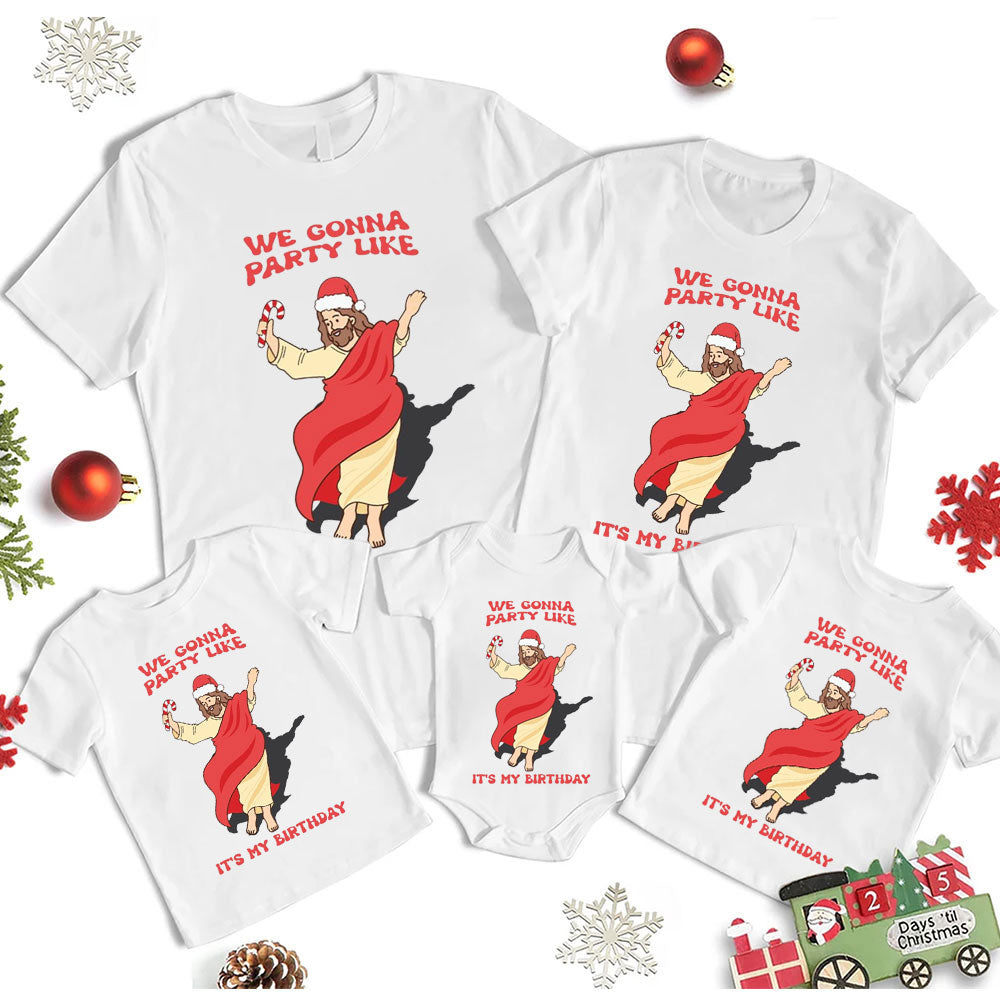 We Gonna Party Funny Jesus Christmas Family Matching Shirts