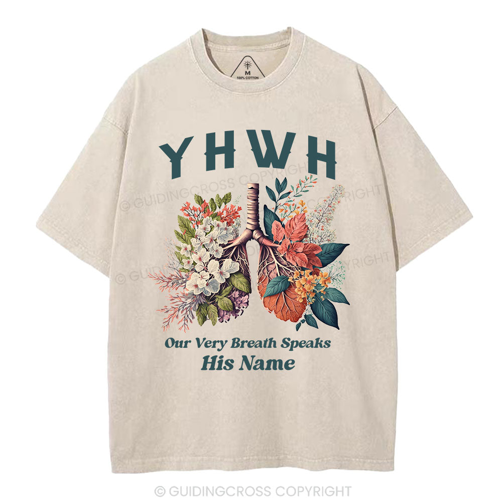 YHWH Floral Nature Lung Christian Washed T-Shirt
