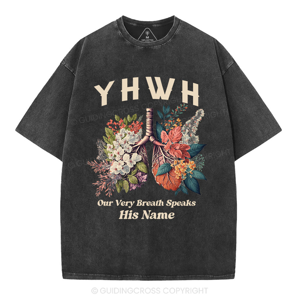 YHWH Floral Nature Lung Christian Washed T-Shirt