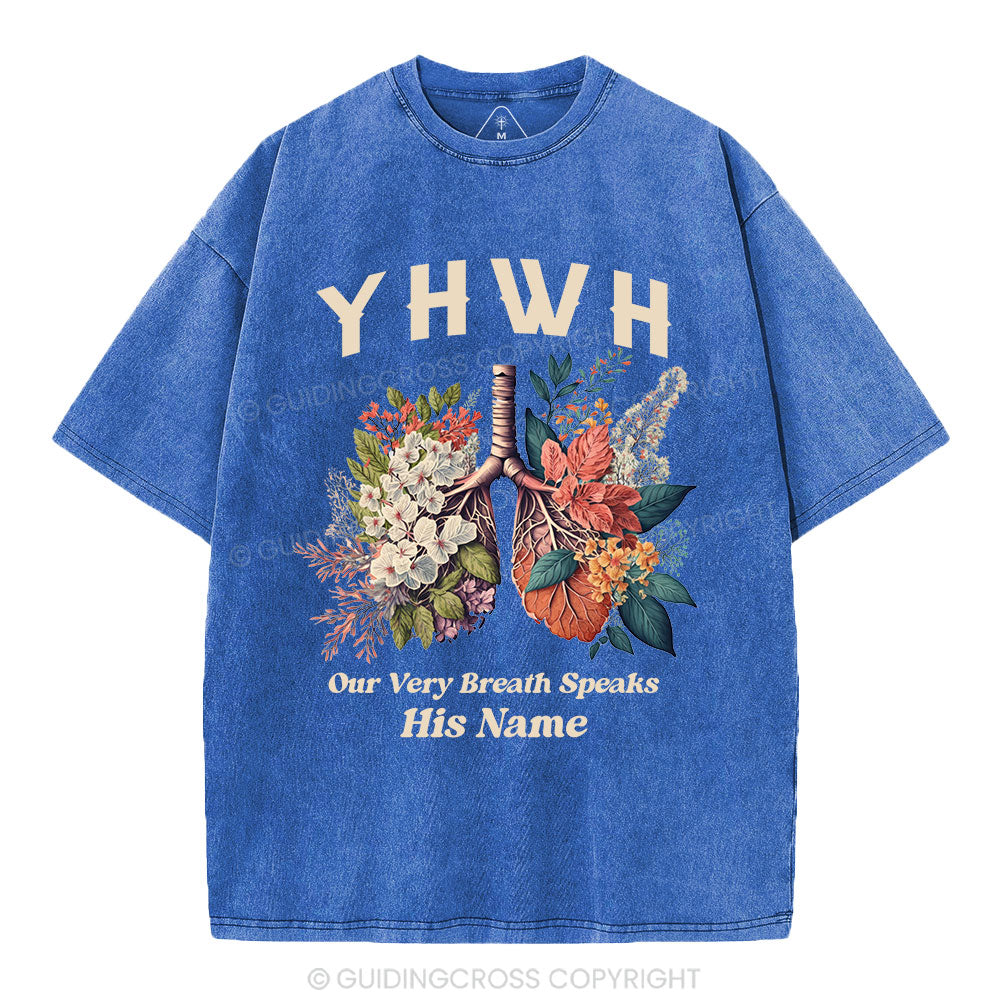 YHWH Floral Nature Lung Christian Washed T-Shirt