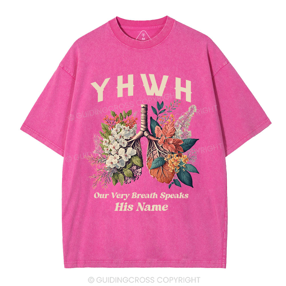 YHWH Floral Nature Lung Christian Washed T-Shirt