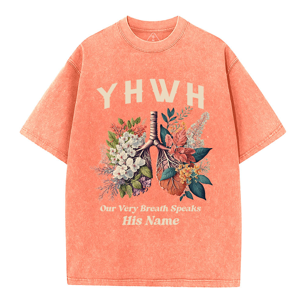 YHWH Floral Nature Lung Christian Washed T-Shirt