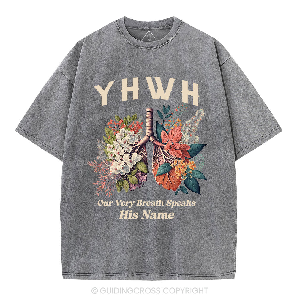 YHWH Floral Nature Lung Christian Washed T-Shirt