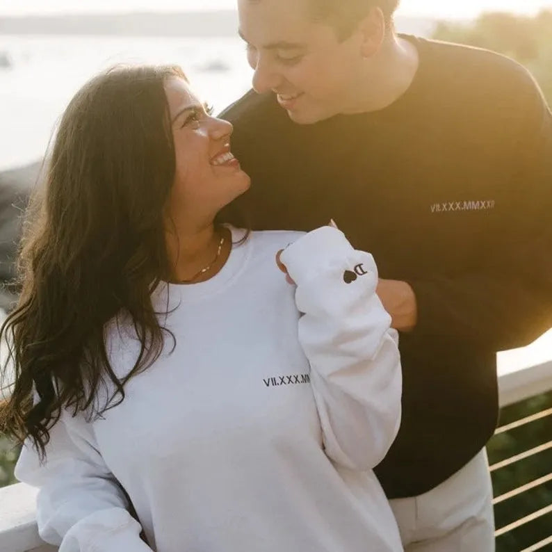 👩❤️👨Custom Roman Numeral Date Couple's Sweatshirt