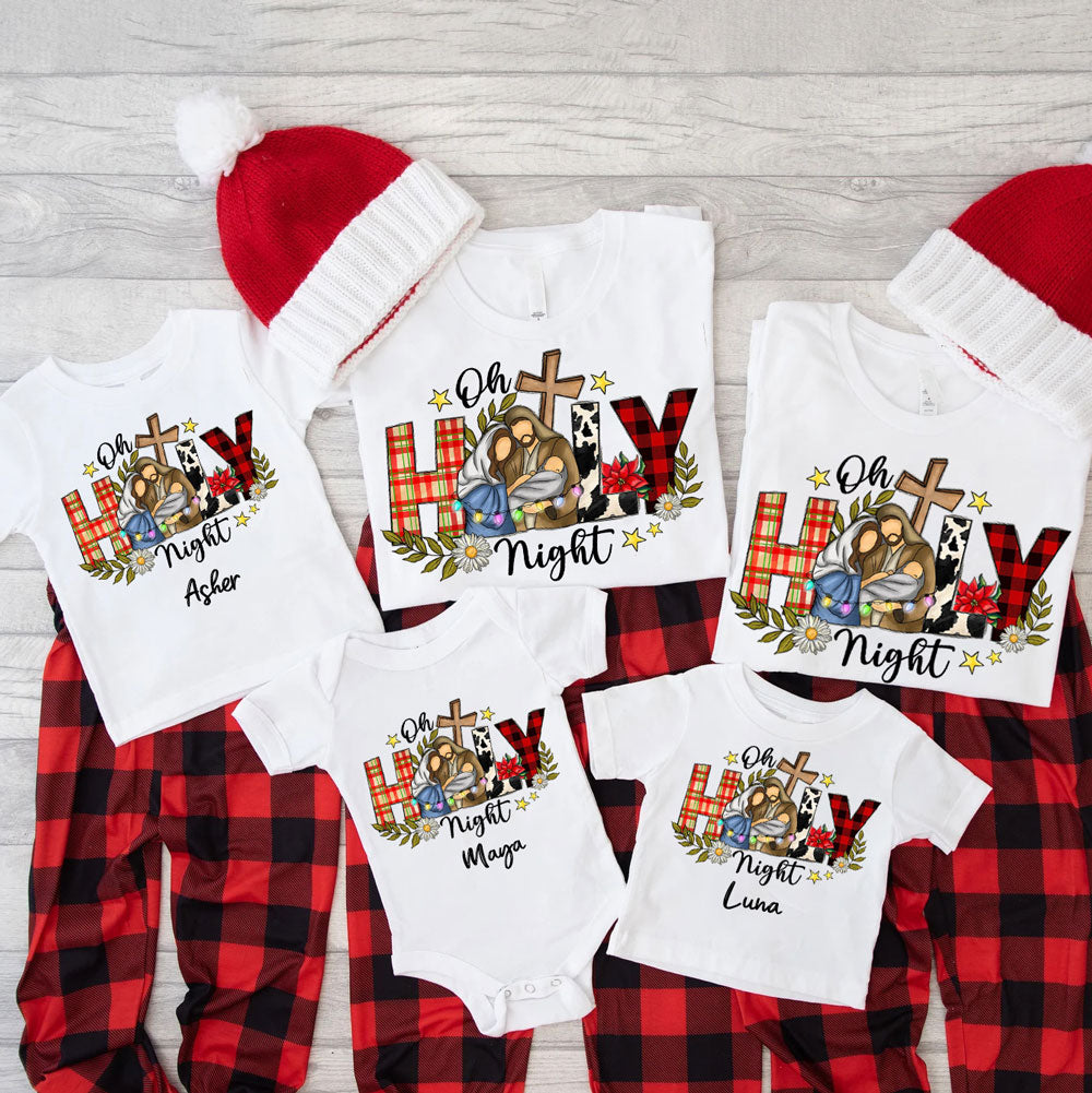 Personalized Oh Holy Night Christmas Family Matching Shirts