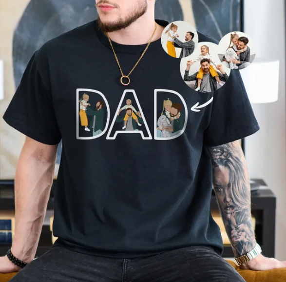 Personalized Dad Portrait Sweatshirt, Custom Photo Sweatshirt Gift for Dad, Fathers Day Gift