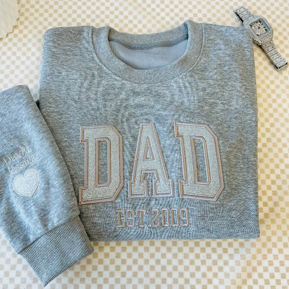 Custom Embroidered Sweatshirt With Your Child's Name And Heart On The Sleeve As A Mother’s/Father's Day Gift