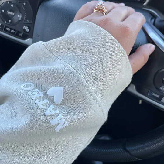 Personalized 3D Puff Print Outline DAD Sweatshirt with Kids Names on Sleeve