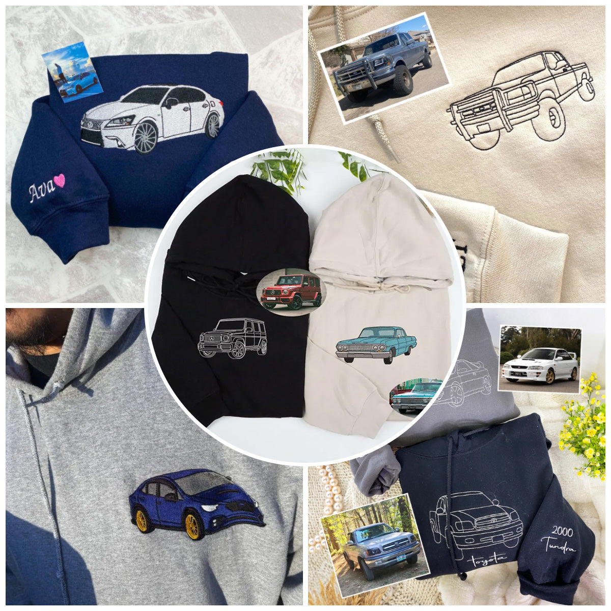 Customized Car Embroidered Hoodies (Refined Embroidery)