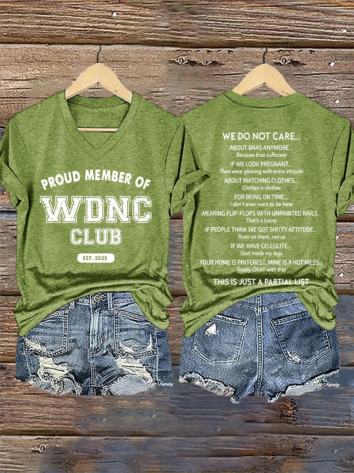 🔥Buy 3 Get 15% Off🔥V-Neck Retro Proud Member Of WDNC Club Est. 2025 We Do Not Care Print T-Shirt