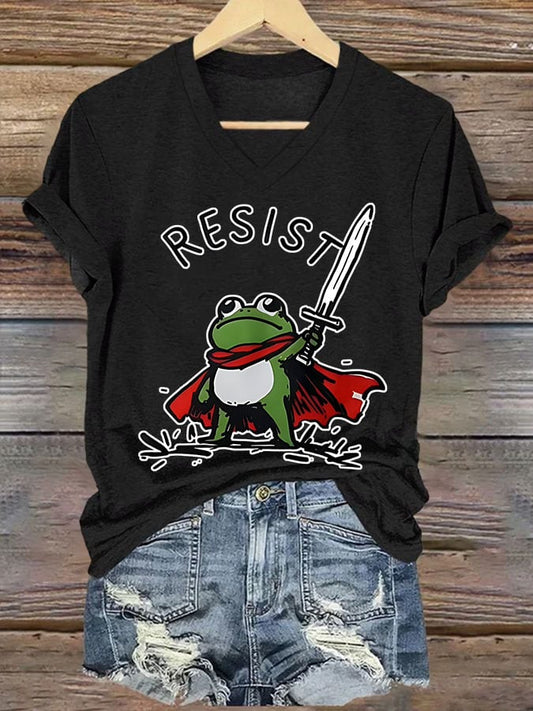 🔥Buy 3 Get 15% Off🔥Women's Resist Frog Print V Neck T-shirt