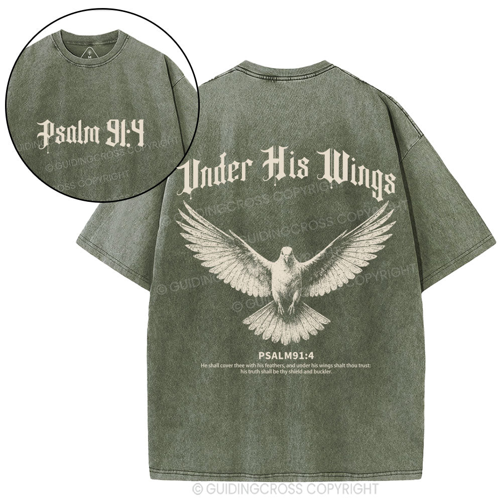 Under His Wings Christian Washed T-Shirt