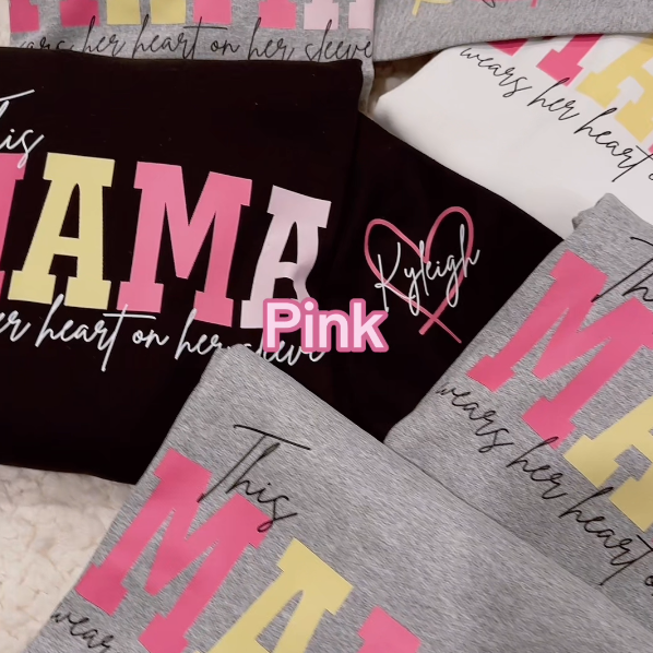 š„For Momš„Personalized MAMA Wears Her Heart On Her Sleeve Sweatshirt(Buy 2 Free Shipping)