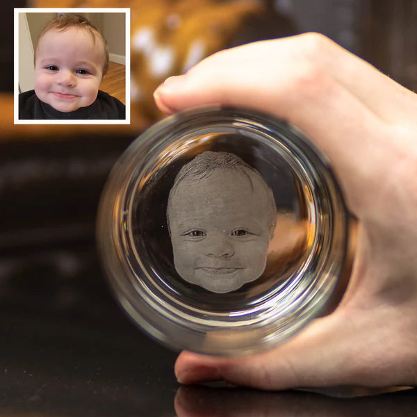 Personalized Base Rock Glass – Custom Photo at the Bottom | Unique Gift for Dad, Husband, or Whiskey Lover