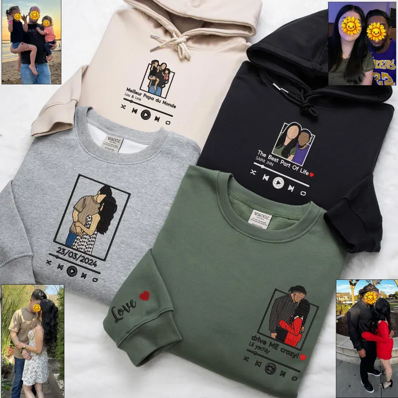 Personalized Photo Portrait Sweatshirt for Dad, Papa, and Your Beloved Ones