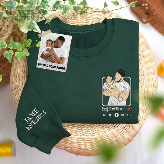 Personalized Photo Portrait Sweatshirt for Dad, Papa, and Your Beloved Ones