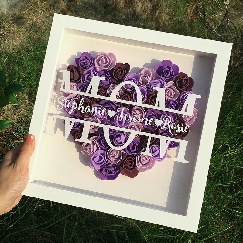 Personalized Mom Flower Shadow Box With Name