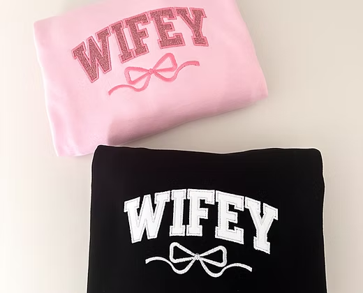 Custom Wifey Glitter Applique Sweatshirt- Gift For Her