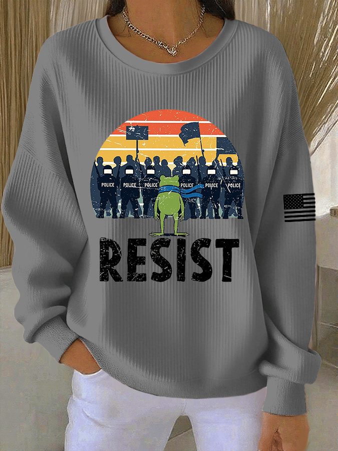 🔥Buy 3 Get 15% Off🔥Women's FDT Print Knit Crew Neck Long Sleeve Top