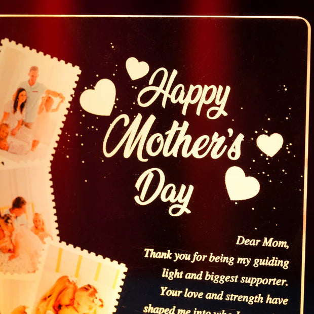 Custom LED Light Frame with Photos & Personal Letters - Gift for Mother's Day