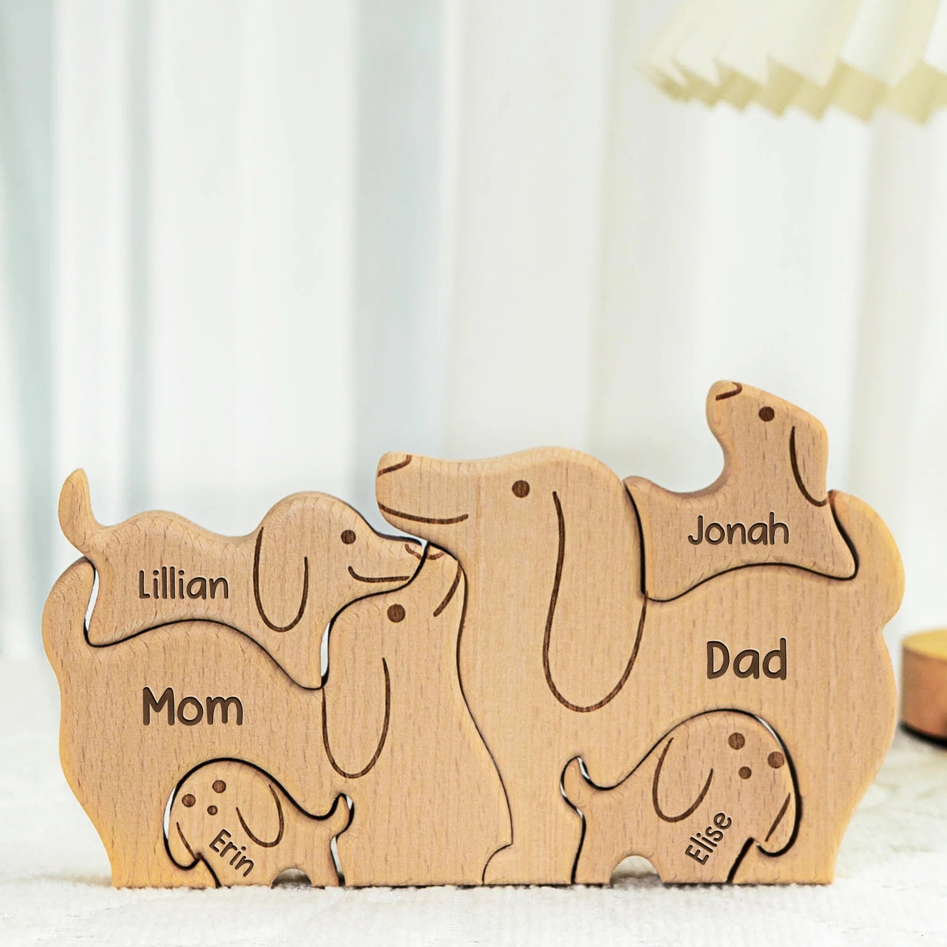 Dog Family - Personalized Wooden Dog Family Puzzle