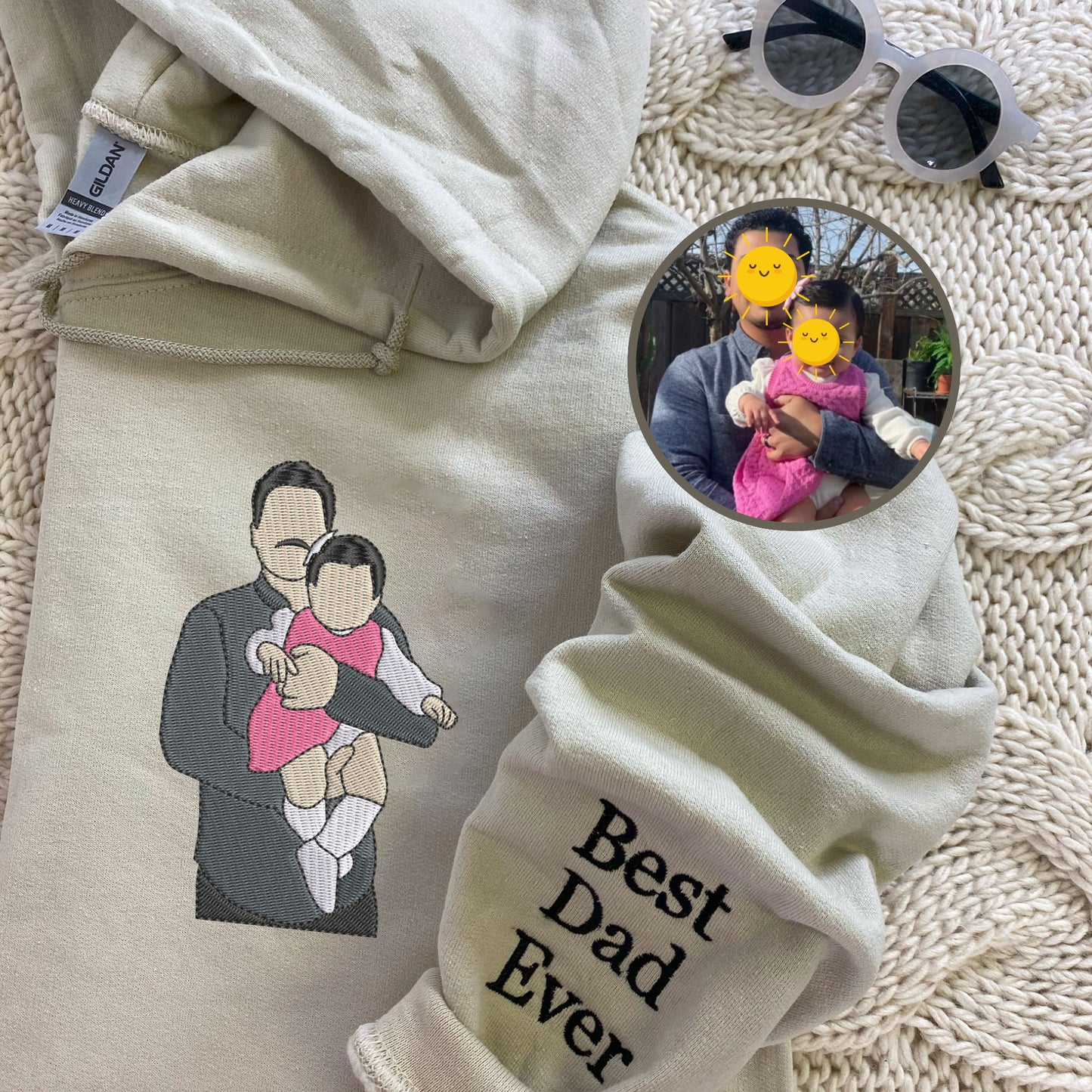 Personalized Photo Portrait Sweatshirt for Dad, Papa, and Your Beloved Ones