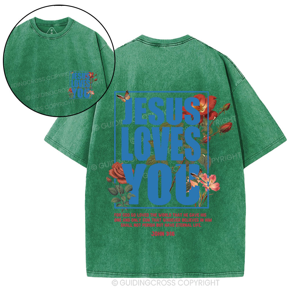 For God So Loved Christian Washed T-Shirt