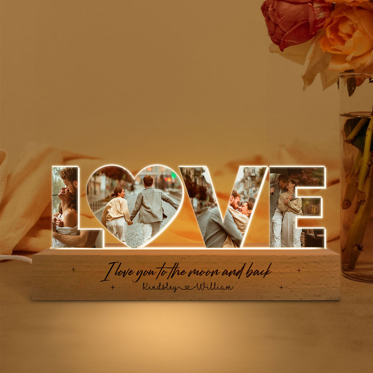 Personalized Couple Photo Collage Night Light, Custom Wedding Photo Gift, Anniversary Gift, Gift for Couple, Gift for Girlfriend Boyfriend