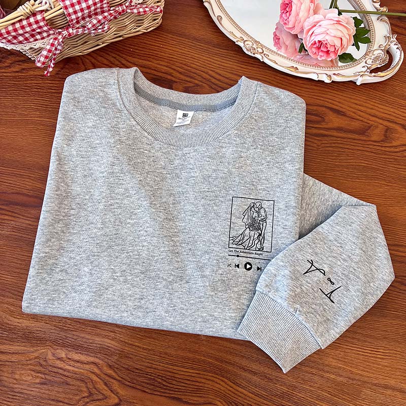 Custom Photo Love Song For Couple Embroidered Crewneck/Hoodie/T-shirt