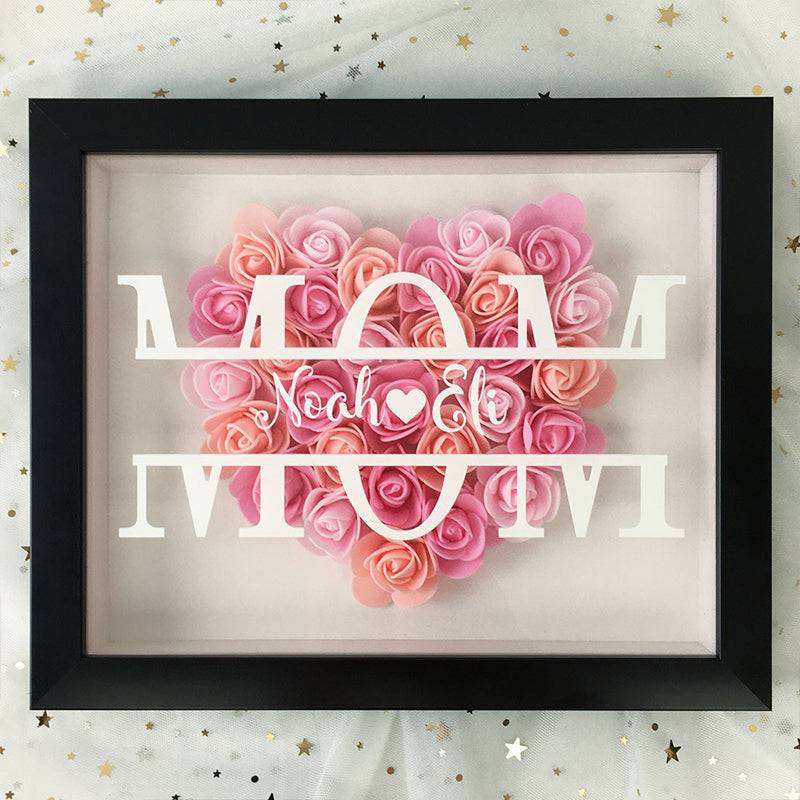 Personalized Mom Flower Shadow Box With Name