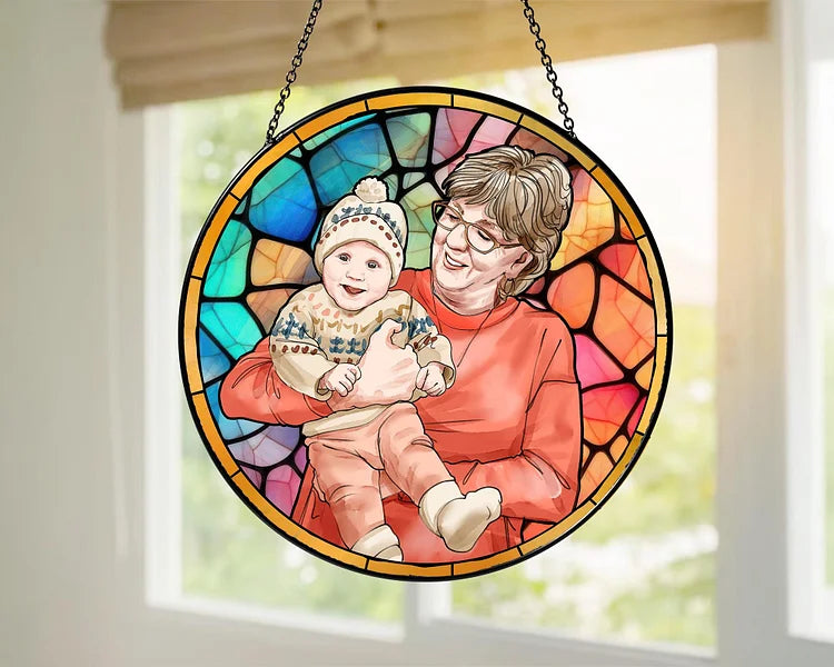 Personalized Grandpa/Dad Portrait Suncatcher Window Hanging