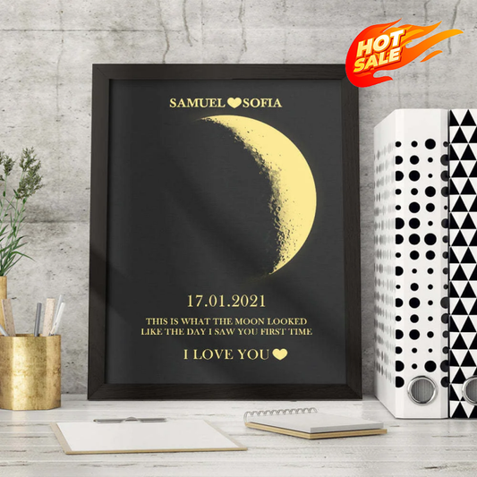 For Couples - Custom Couple Art Frame/ REAL MOON PHASE