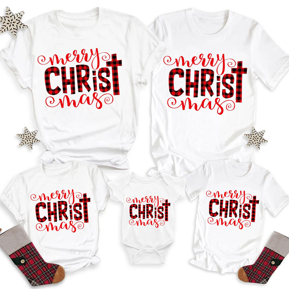 Merry Christ Mas Christian Christmas Family Matching Shirts